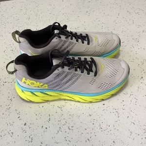 Hoka Clifton 6 Mens Size 8.5 Gray Yellow Shoes Sneakers Running